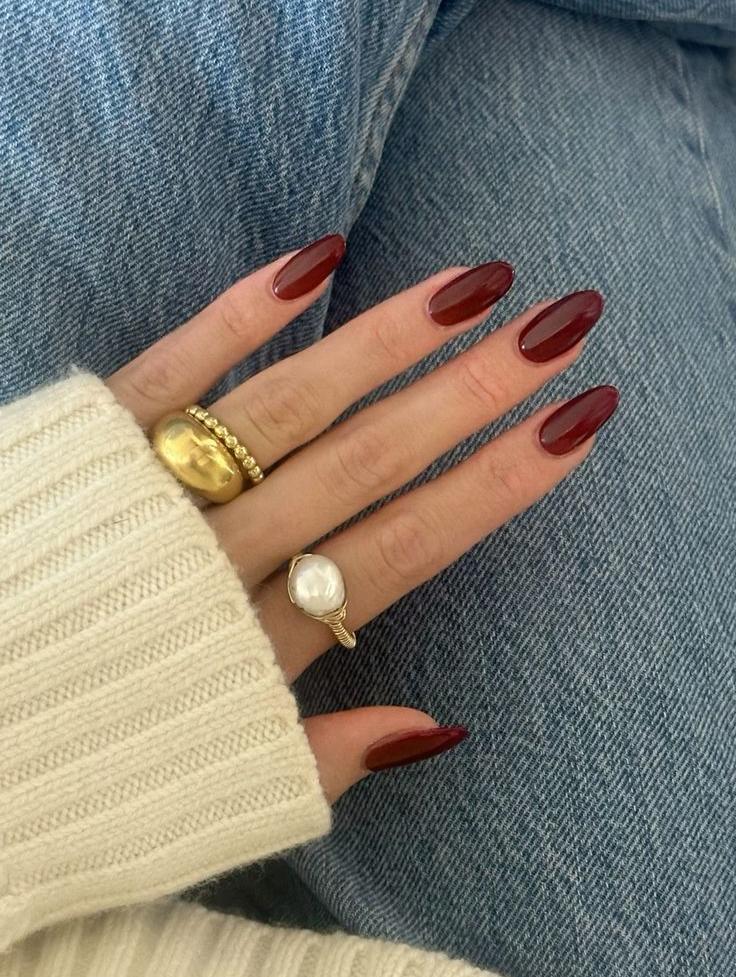 Wine Oval Nails