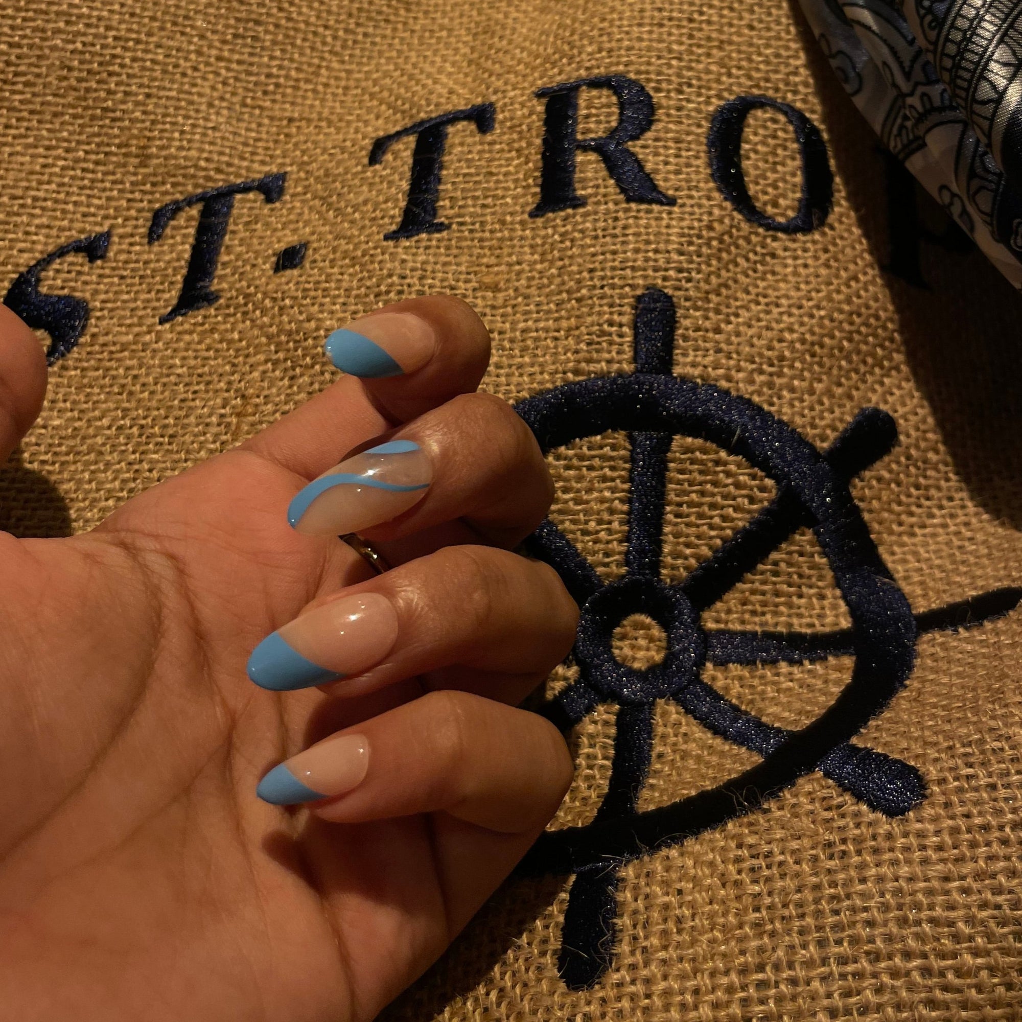 Marina Blue Oval Nails