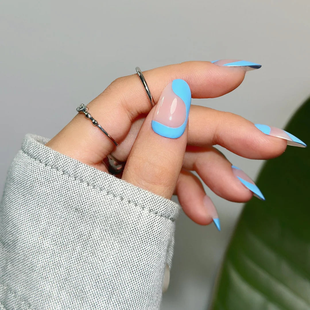 Marina Blue Oval Nails