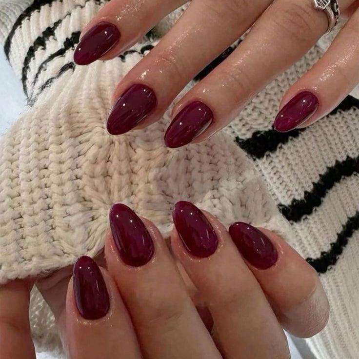 Wine Almond Nails